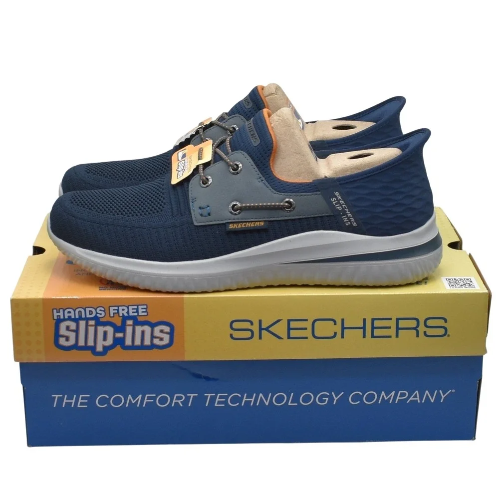 Skechers Delson 3.0 Roth Navy Slip-ins Sneaker Shoe Mens Size 10 Memory Foam NEW